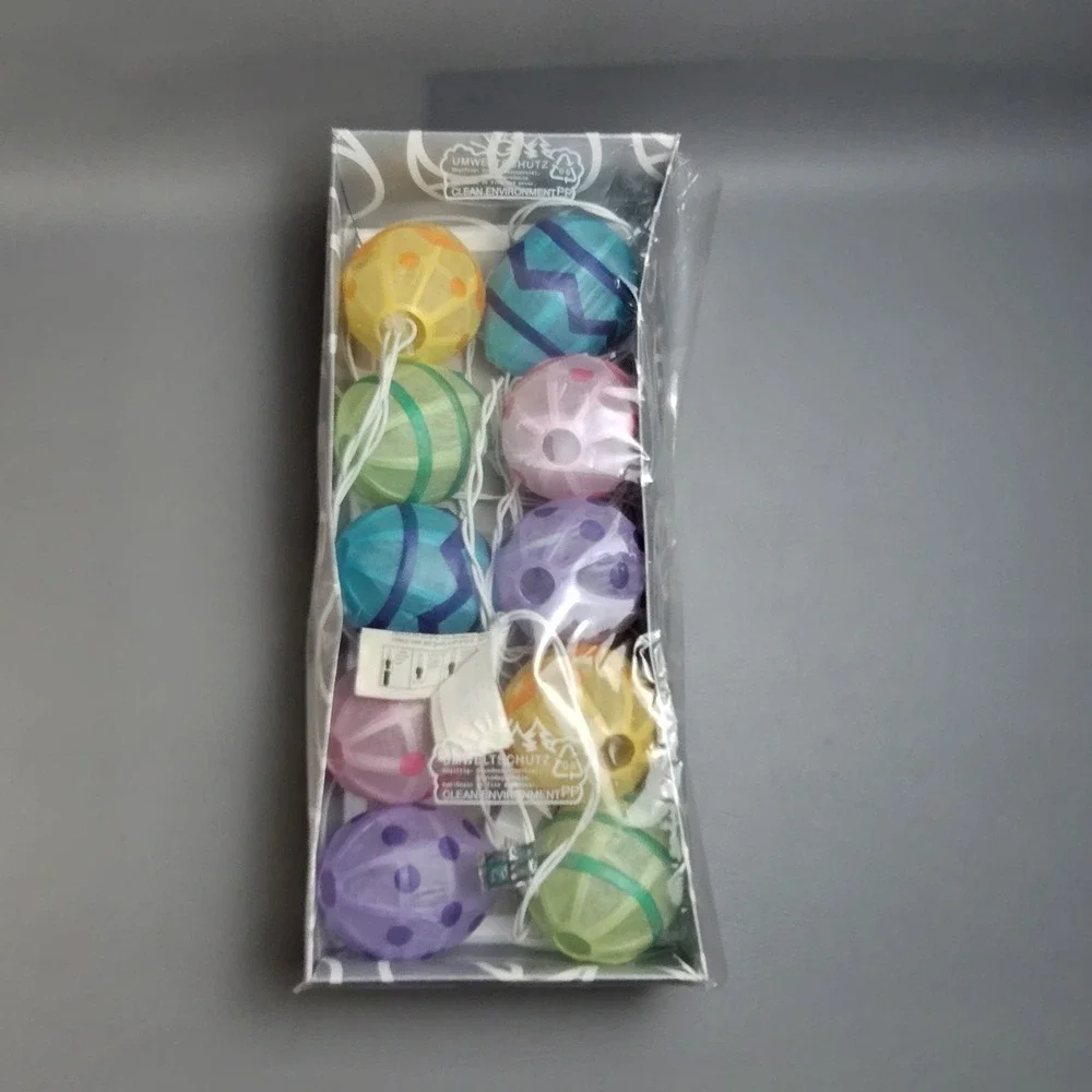 Department 56 Easter Egg String Of Lights Paper Egg Lanterns Set of 10 USED READ